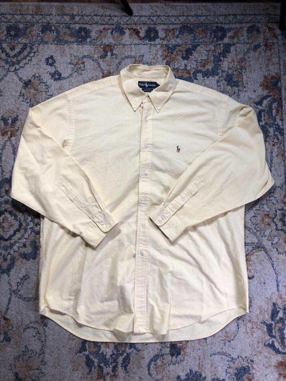 Ralph Lauren Shirt Mens 3XL Yellow Yarmouth Long Sleeve Button Down Pony Logo